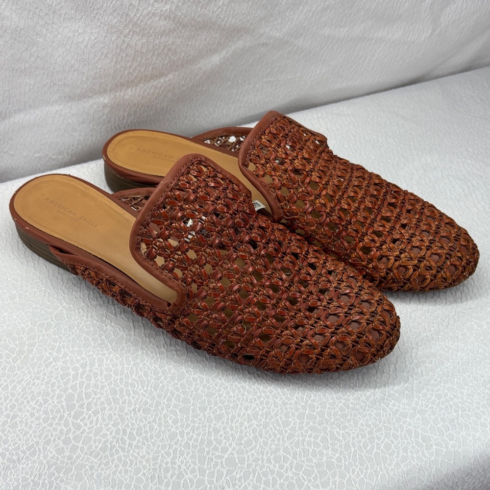 American Eagle Woven Mule Loafers Brown Size 9